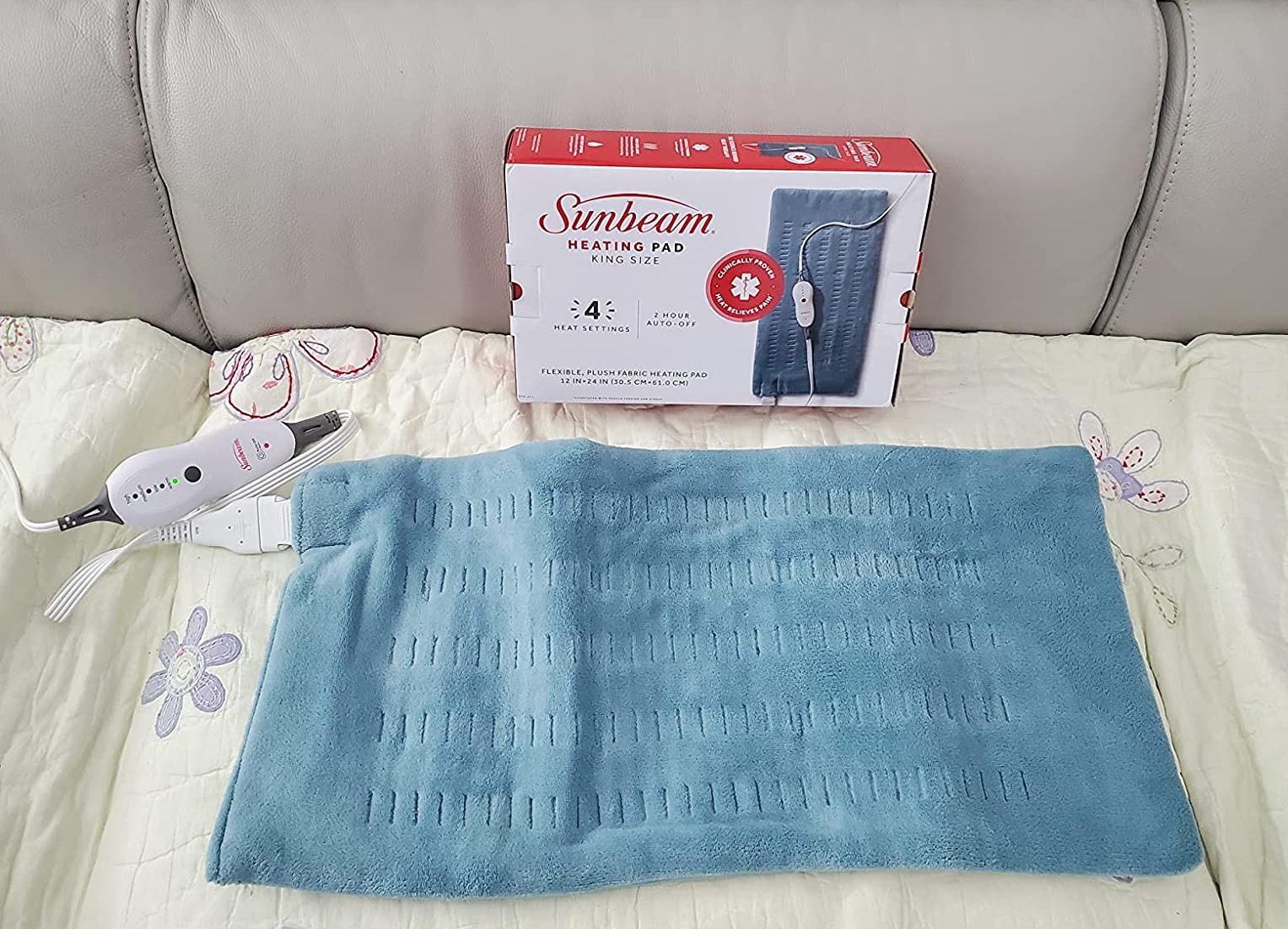 Reviewer image of blue heating pad