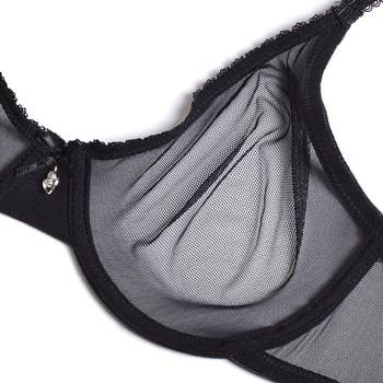 closeup of the bra, showing the mesh in black