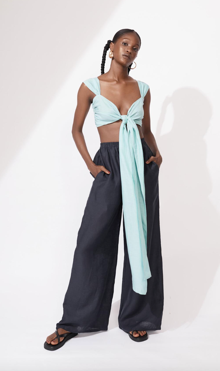 ASOS DESIGN high waisted wide leg trousers in marmalade