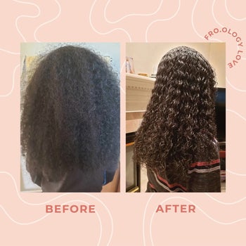 before photo of frizzy curls and after looking more defined and refreshed