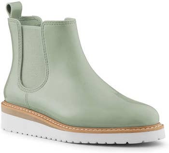 mint color ankle rain boot with wedge