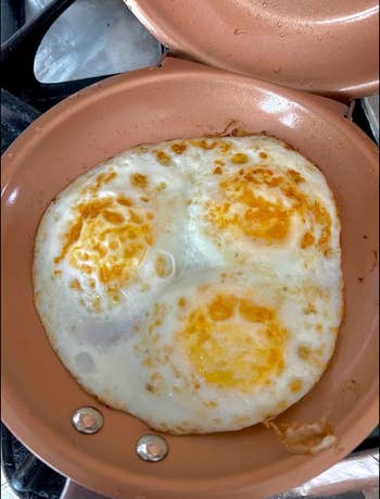 Eggs perfectly cooked over hard on both sides 