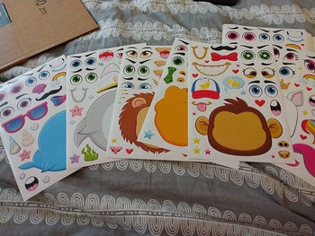 Sheets of stickers to create various animal faces