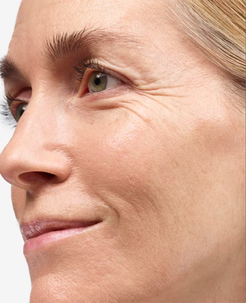closeup of model wearing a light-medium shade