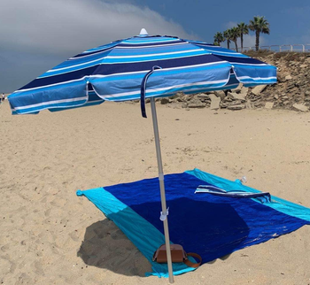 Reviewer image of blue striped umbrella 