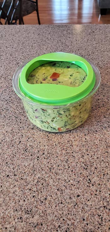 reviewer's container of guacamole