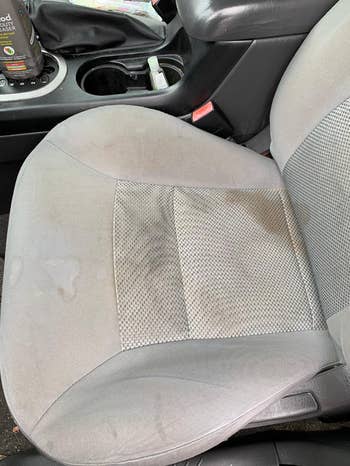 on left: stained car seat