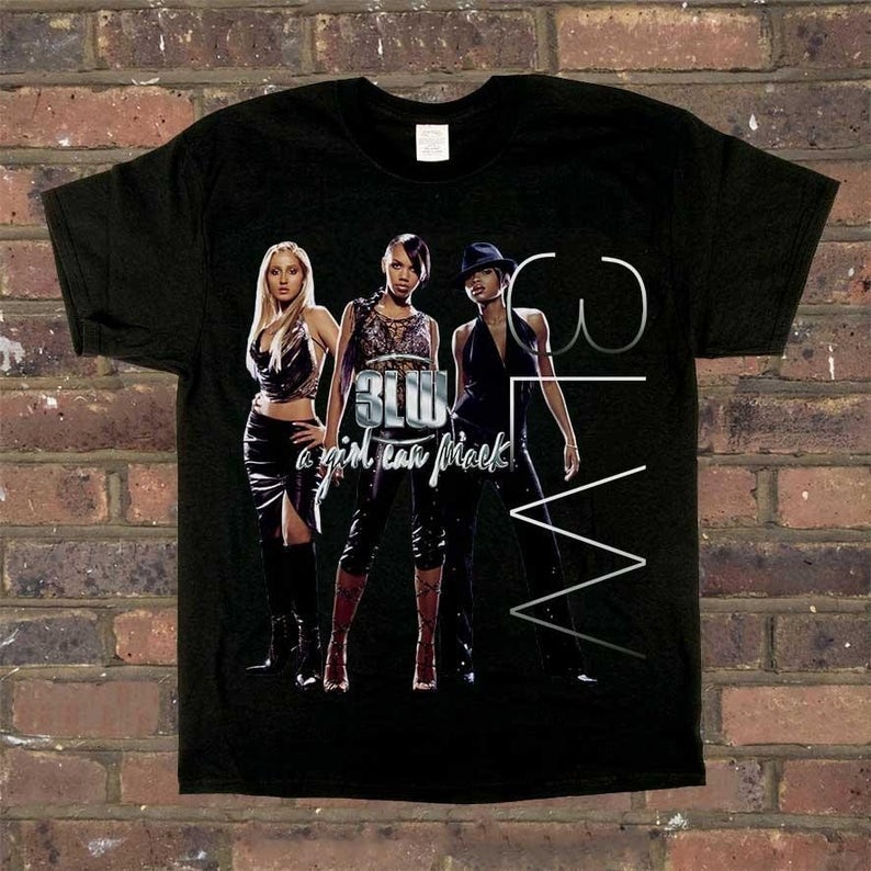 black t-shirt with 3lw on the from and text that says