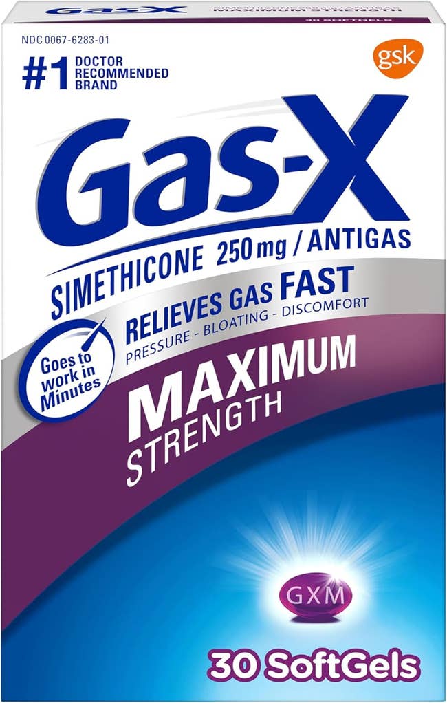 A box of Gas-X Maximum Strength soft gels