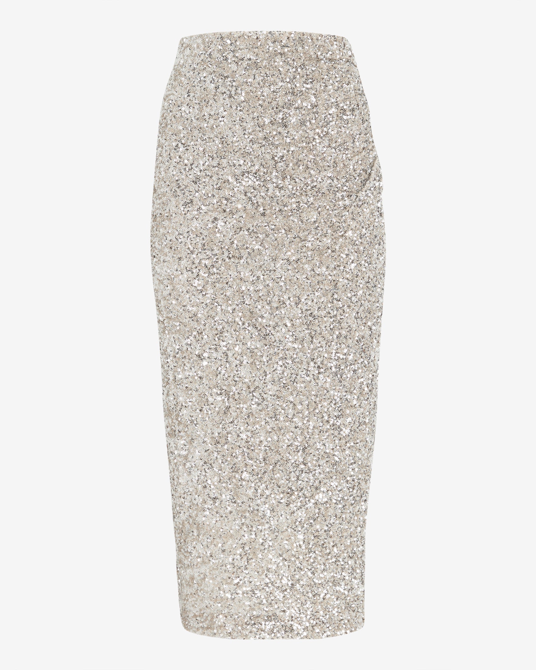 Glittery silver mid-length skirt 