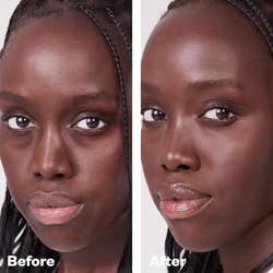 A model's before and after using the concealer. Dark circles have disappeared