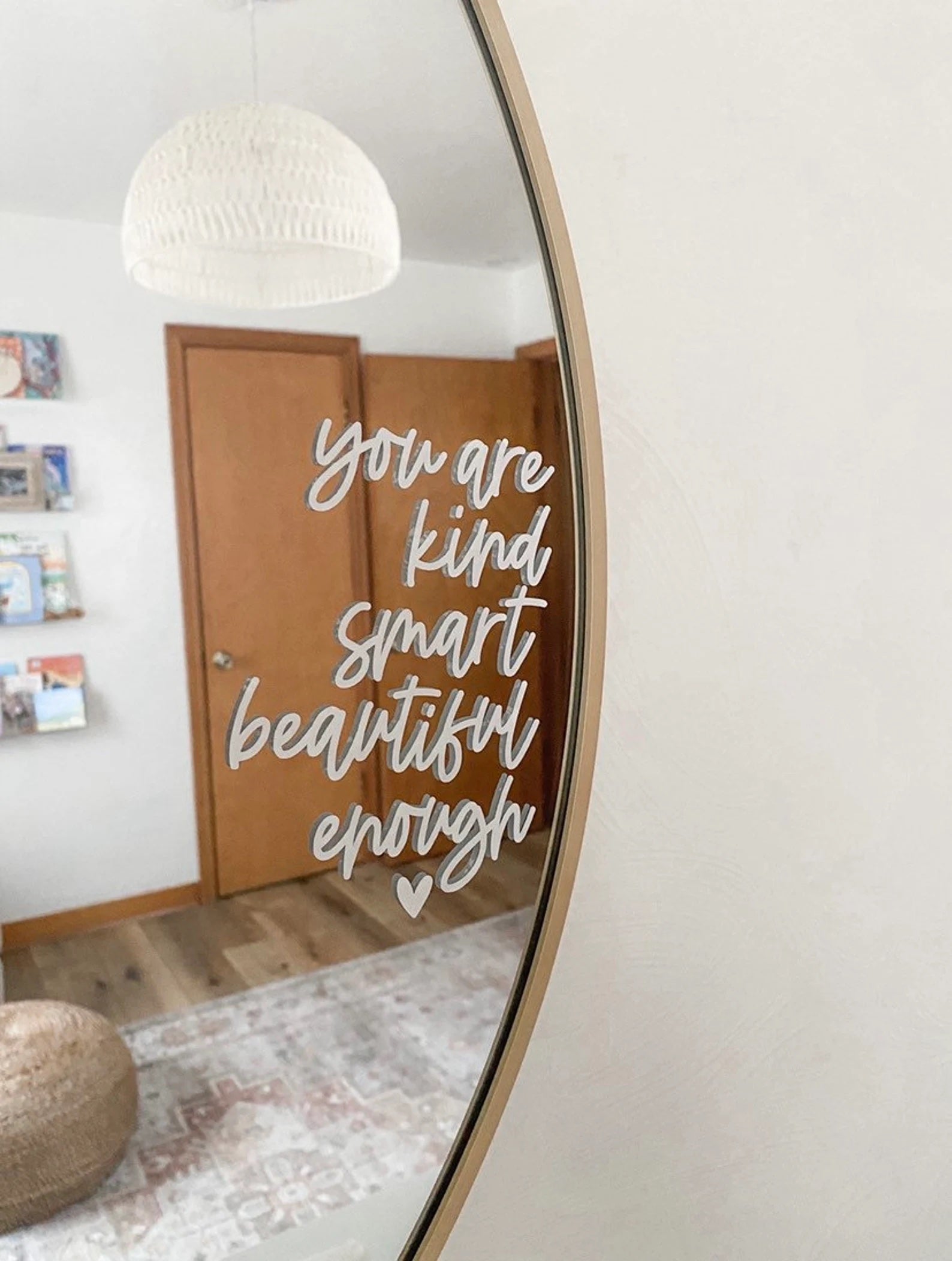 The decal on a mirror
