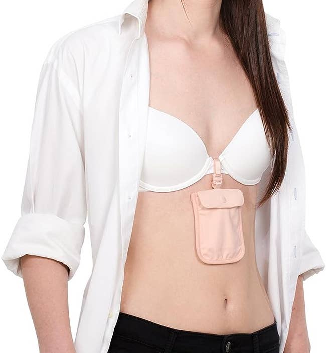 the pouch attached to a bra