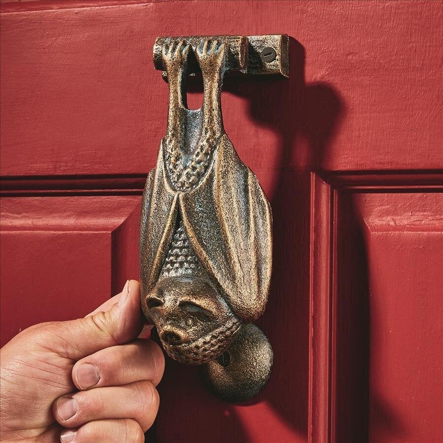 hanging back door knocker on the front of a door 