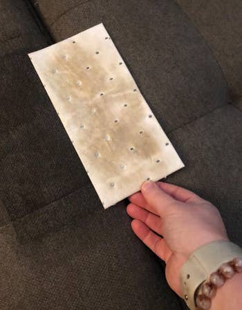 a reviewer's used stain lifting pad 