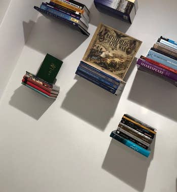 reviewer's five floating bookshelves
