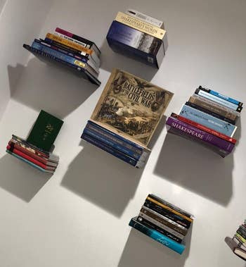 reviewer's five floating bookshelves