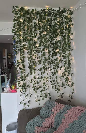 the fake vines hung in a living room