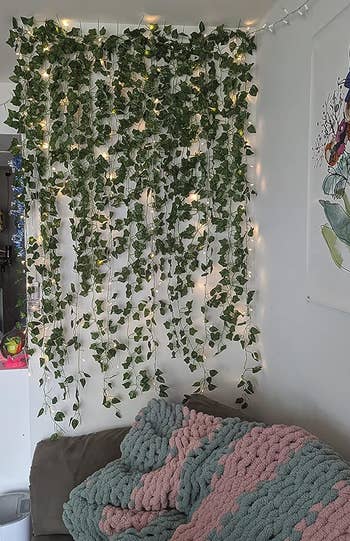 the fake vines hung in a living room