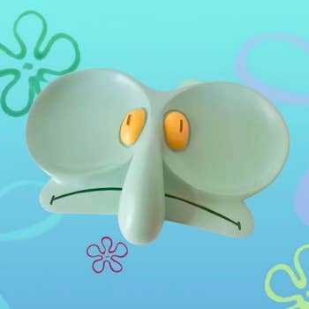 a tray that looks like a squished and flattened Squidward