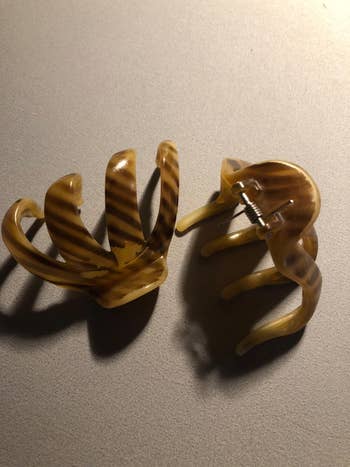 reviewer photo of the two tortoiseshell clips
