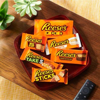 a variety of Reese's in a bowl