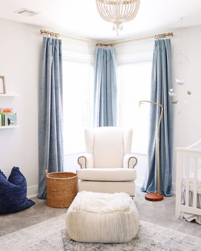 reviewer's bluish velvet curtains