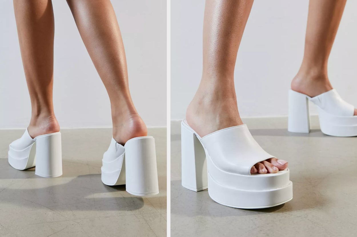 white plateau sandals