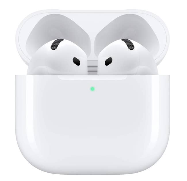 White wireless earbuds successful an unfastened charging case, highlighting a buying proposal for tech accessories