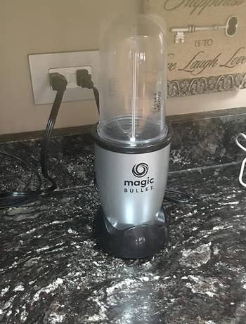 Reviewer's blender plugged in on their kitchen counter