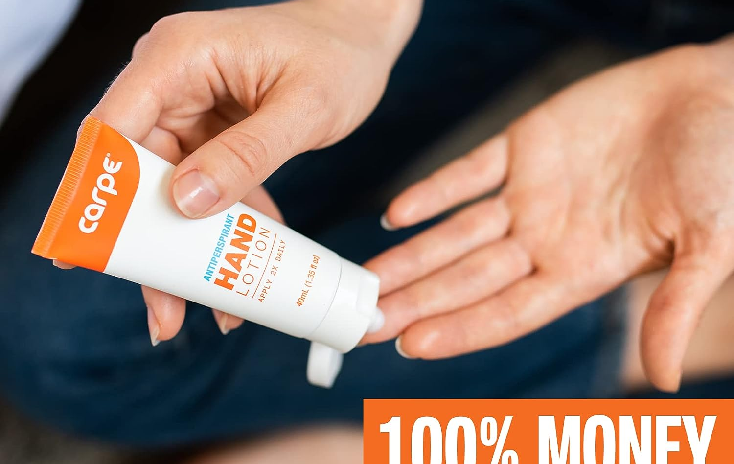 a model applying the lotion on their hands