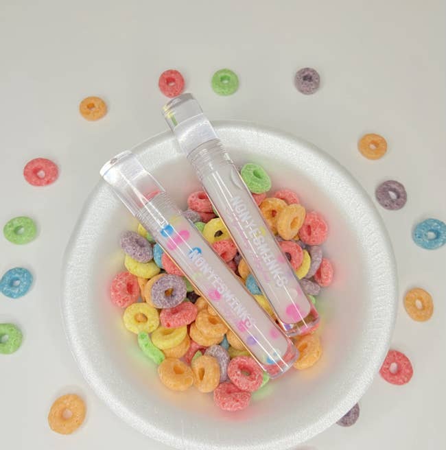 the lipgloss in a both of fruit loops
