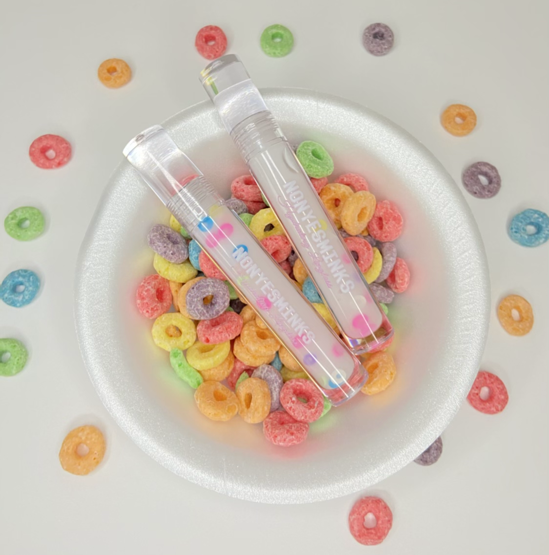 the lipgloss in a both of fruit loops