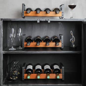Image of the wine racks spaced out on shelves