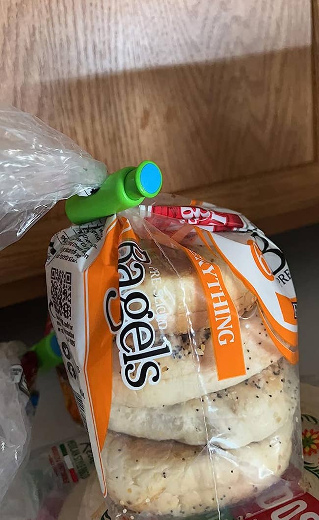 reviewer's bagels with bread clip on it