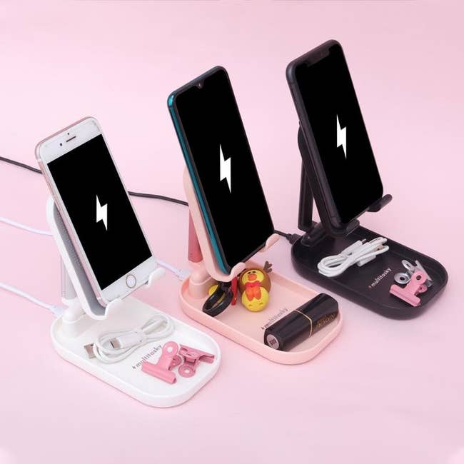 product image of three phone charger stands