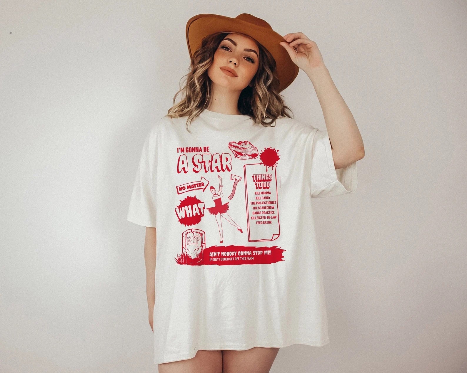 model wearing the tee