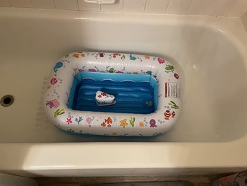 reviewer's photo of the inflatable tub