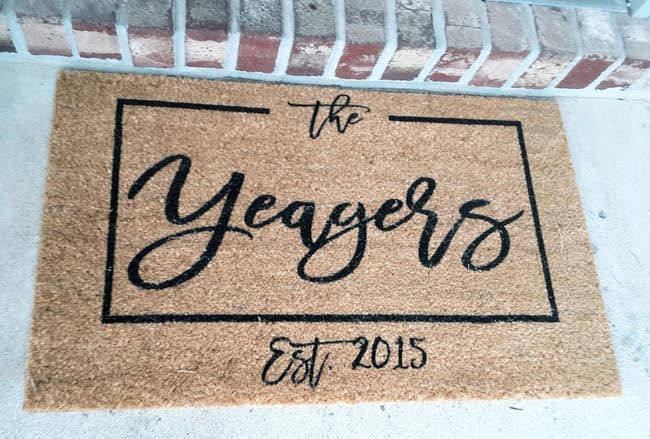 welcome mat that reads the yeagers est 2015