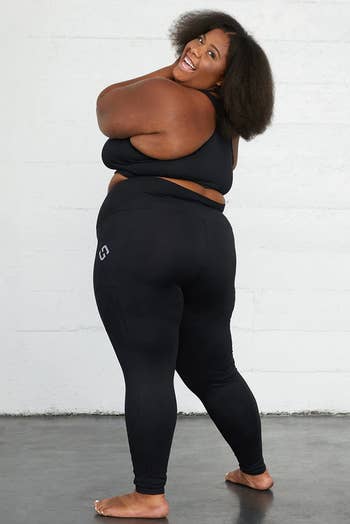 Model in black leggings 