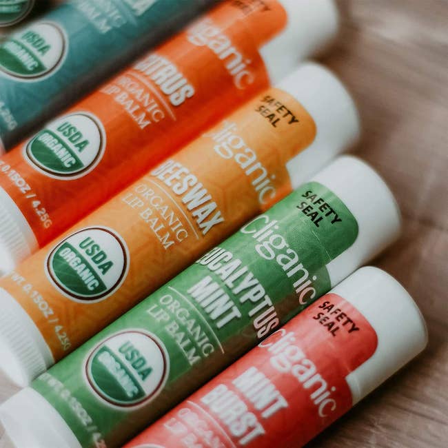 the different flavored and colored lip balms