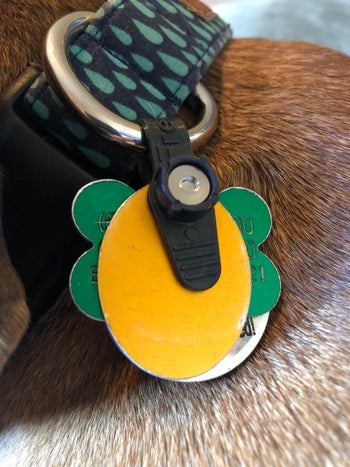 same reviewer's photo of the back of the tag holder