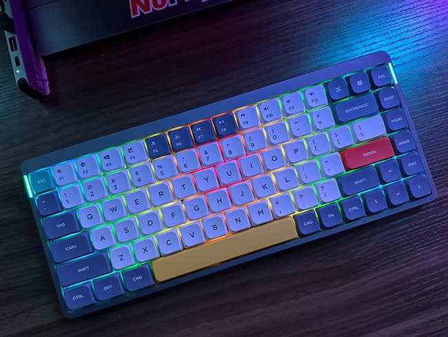 Keyboard backlit with subtle rainbow light 