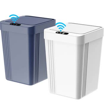 Two astute  trash bins with touchless sensors and lid indicators, suitable for modern   location  convenience