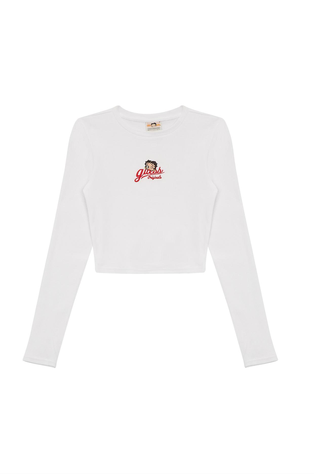 A long-sleeve top with a logo of Betty Boop in the center