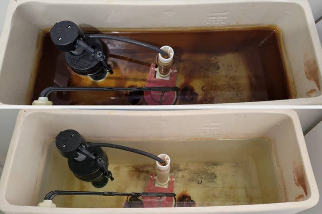  the apical  representation  shows a soiled  vessel  with rust stains and sediment; the bottommost  representation  shows a cleanable  vessel  with nary  rust oregon  sediment