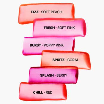  Fizz - Soft Peach, Fresh - Soft Pink, Burst - Poppy Pink, Spritz - Coral, Splash - Berry, Chill - Red