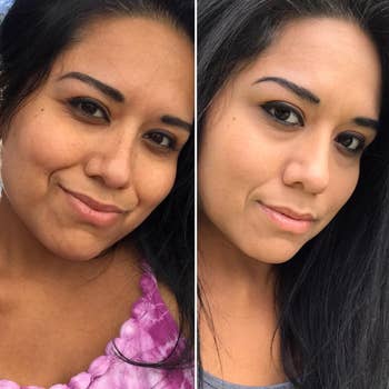 before and after of reviewer with and without foundation on
