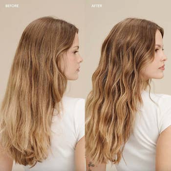 before and after of a model with limp waves and defined waves