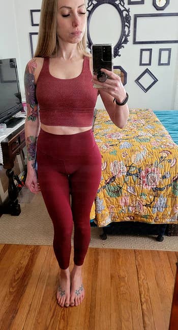 front view of same reviewer wearing the crop top 